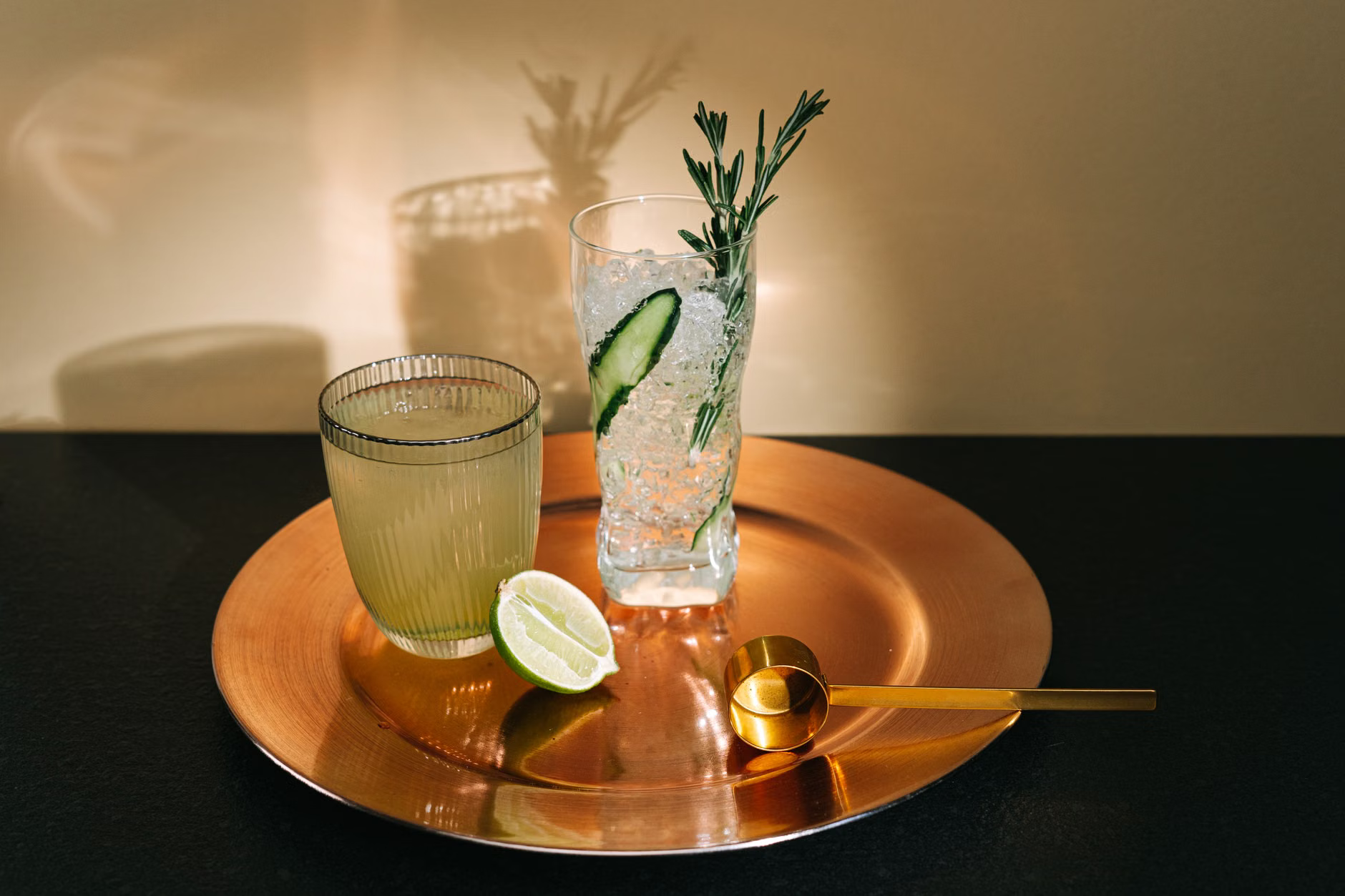 cocktail gold garnish glass