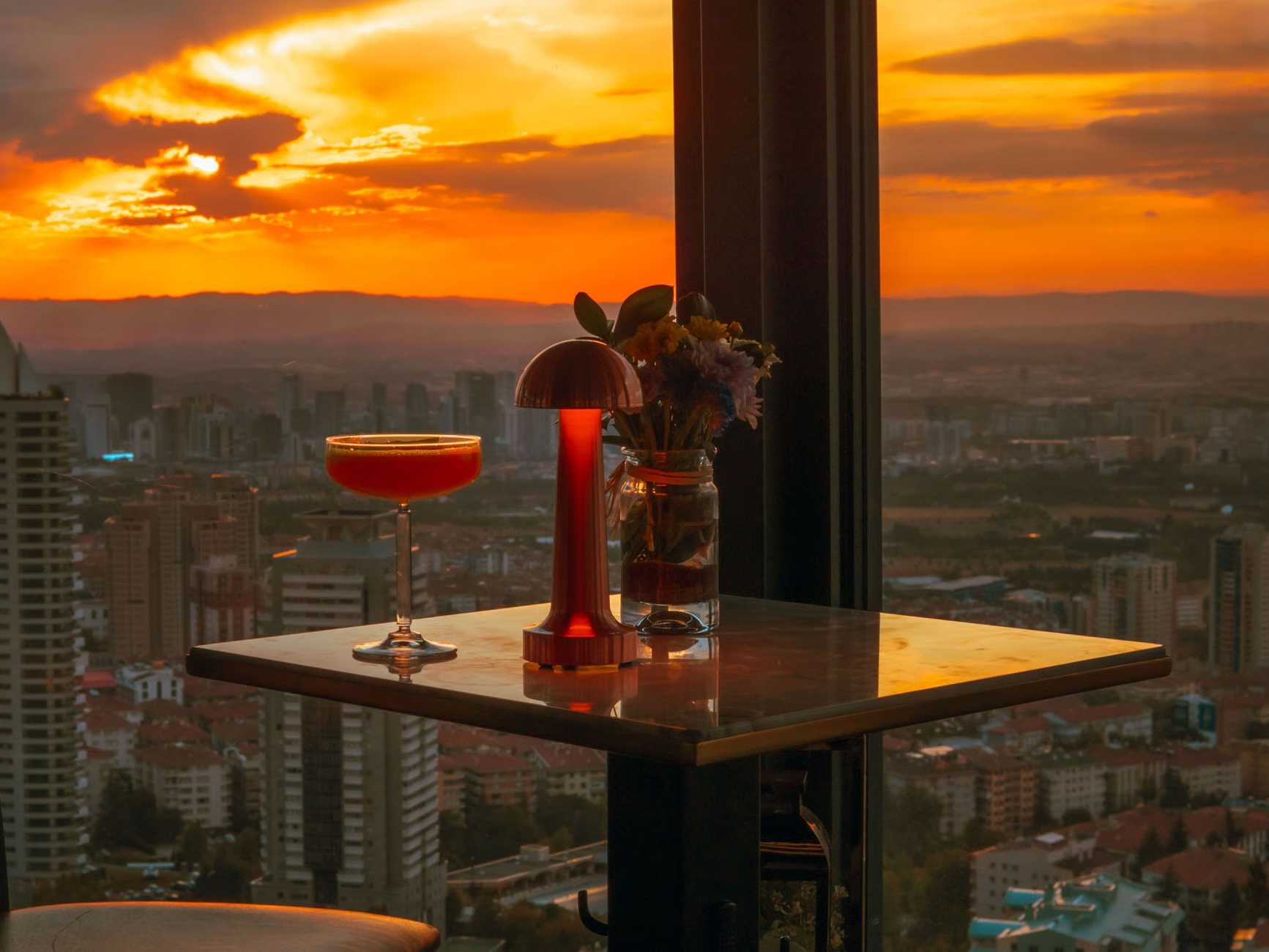 sunset rooftop cocktail