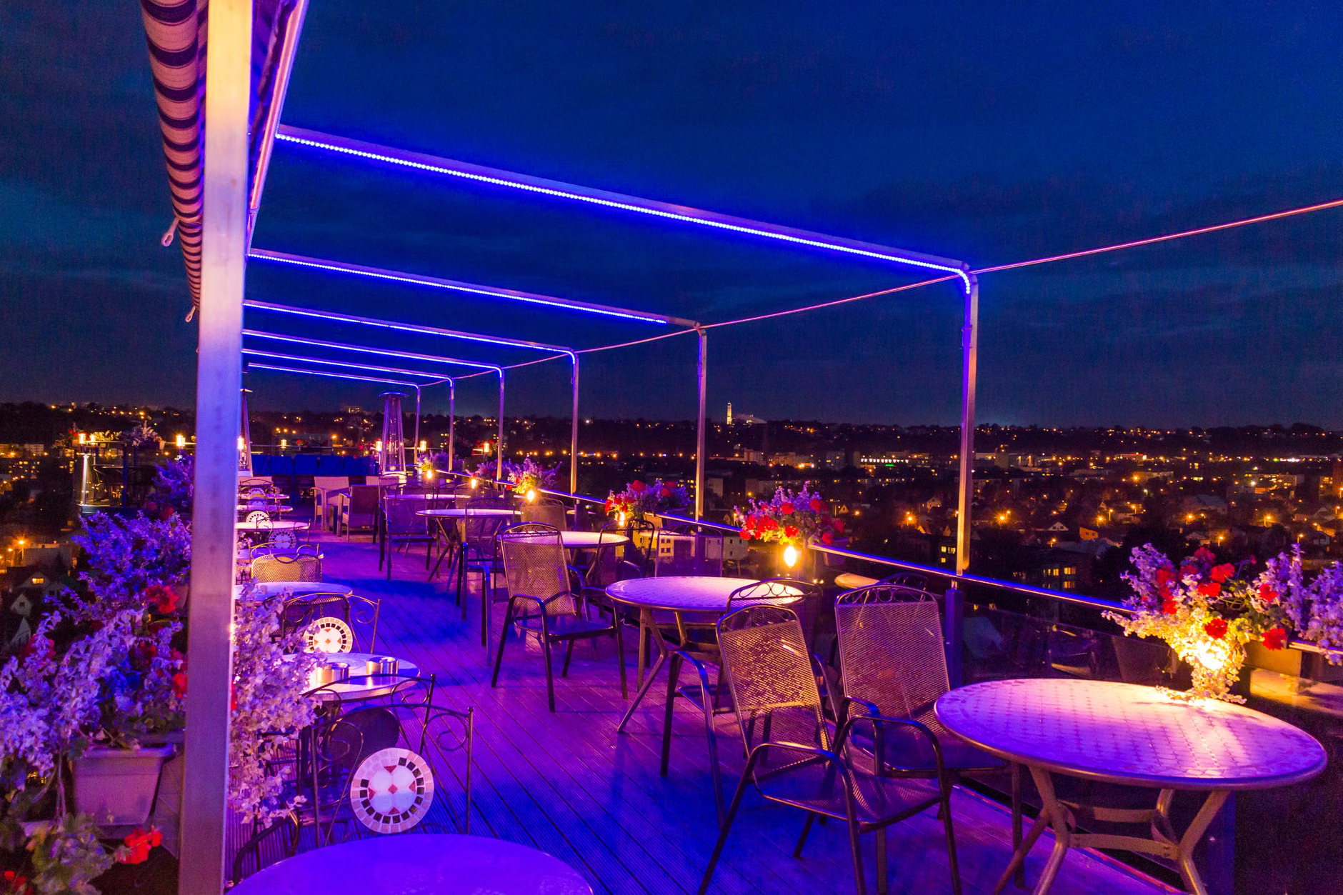 rooftop terrace night