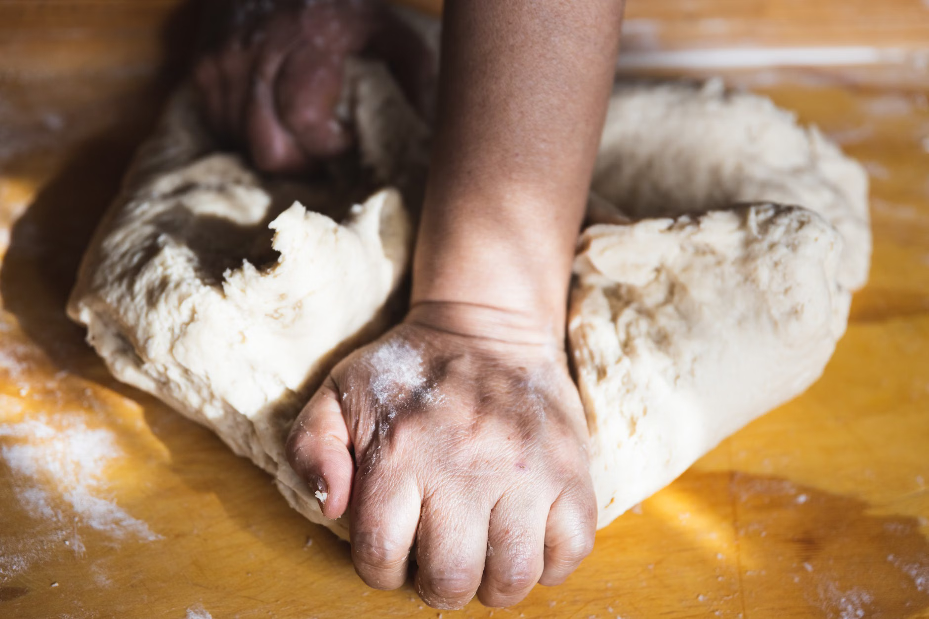 kneading pasta dough