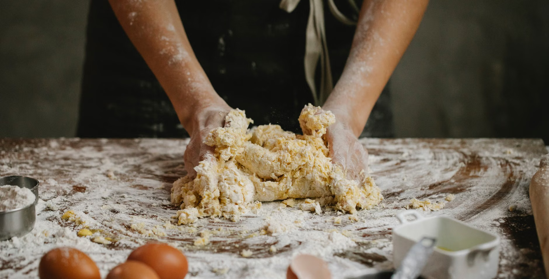 kneading pasta dough