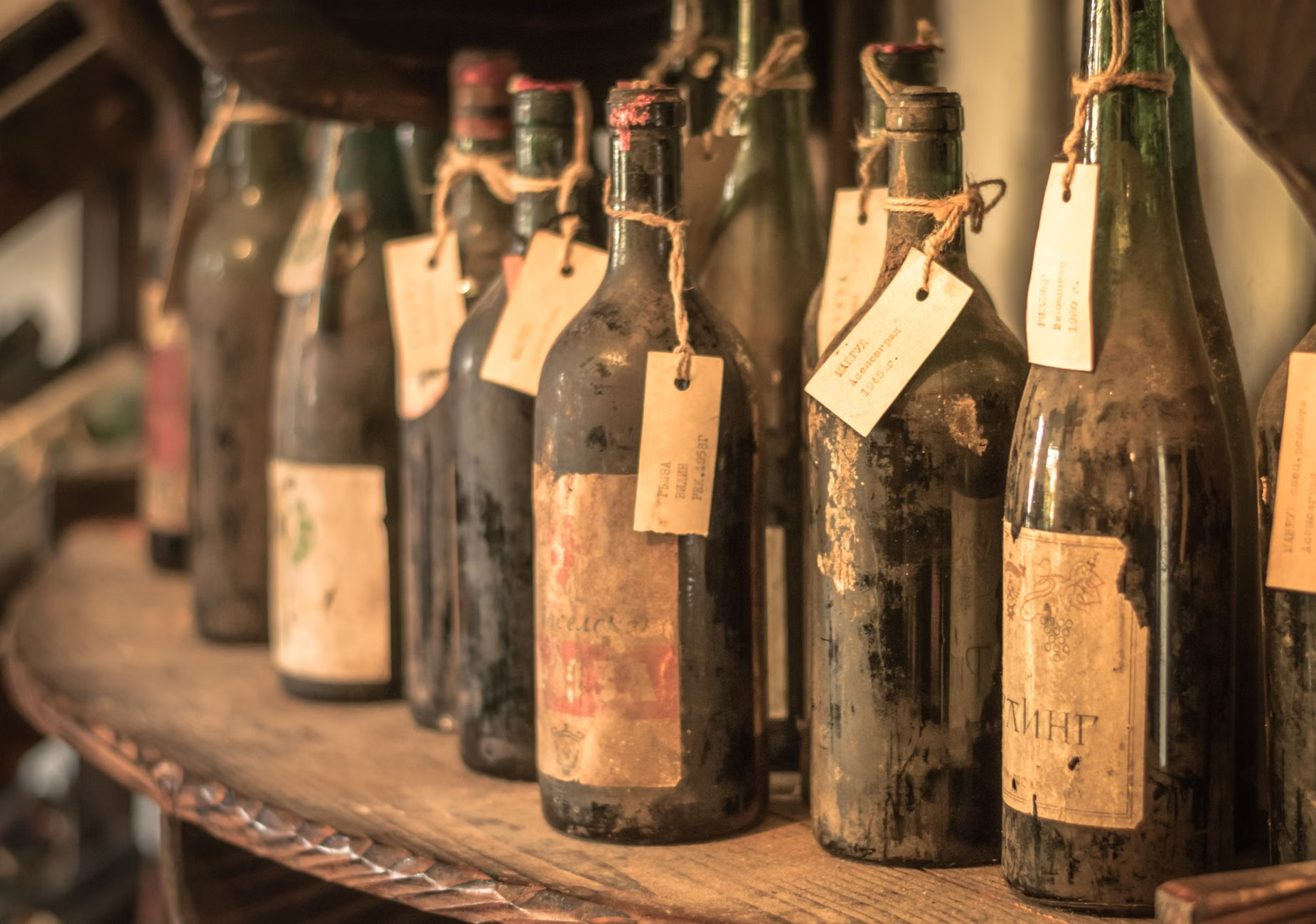 old wine cellar bottles