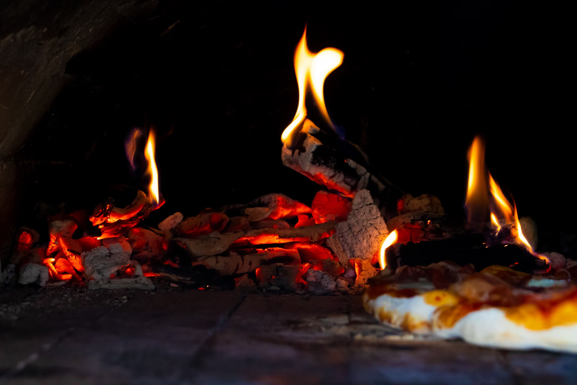 wood fired oven flames